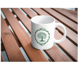 Café Taza del Árbol de la Vida Verde Minimalista