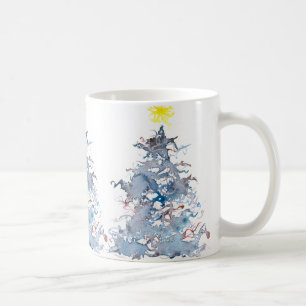 Café Taza del árbol de navidad, azul