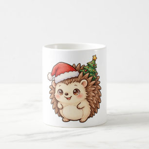 Café Taza del árbol de Navidad con sombrero de Santa de
