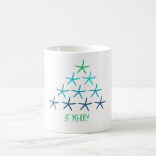 Café Taza del árbol de navidad de las estrellas de mar