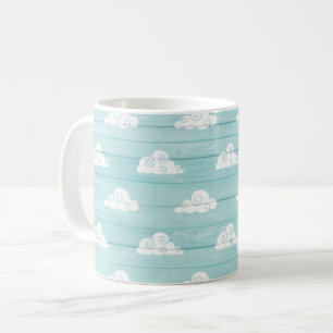 Café Taza del azul de cielo de la nube