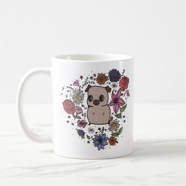 Café Taza del barro amasado de la flor (Izquierda)