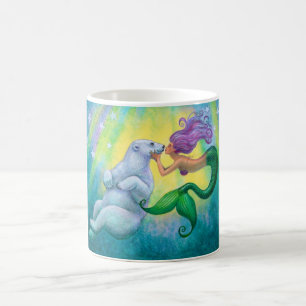 Café Taza del beso del oso polar de la sirena