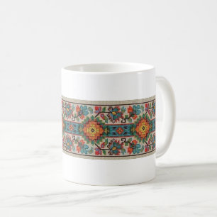 Café Taza del bordado de la flor de Vyshyvanka del