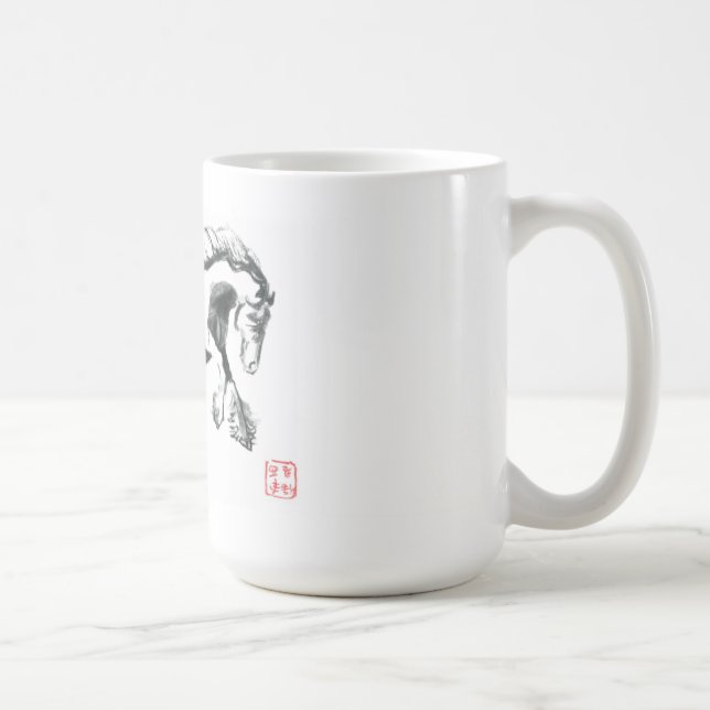 Café Taza del caballo de Sumi-e (Derecha)