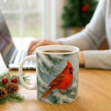 Taza del cardenal de Navidad del bosque