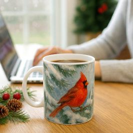Café Taza del cardenal de Navidad del bosque