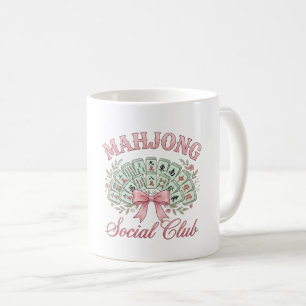 Café Taza del Club Social de Mahjong Coquette con Lazo