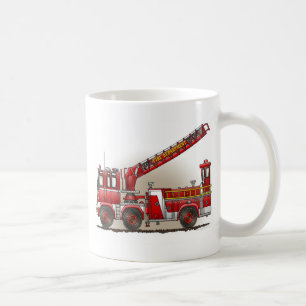 Café Taza del coche de bomberos de gancho y de escalera