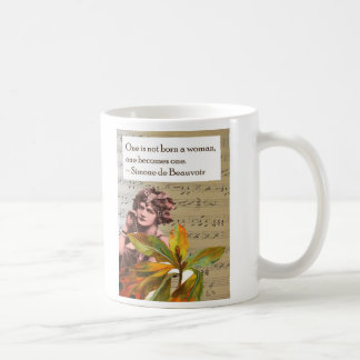 Café Taza del collage de la cita de Simone de Beauvoir