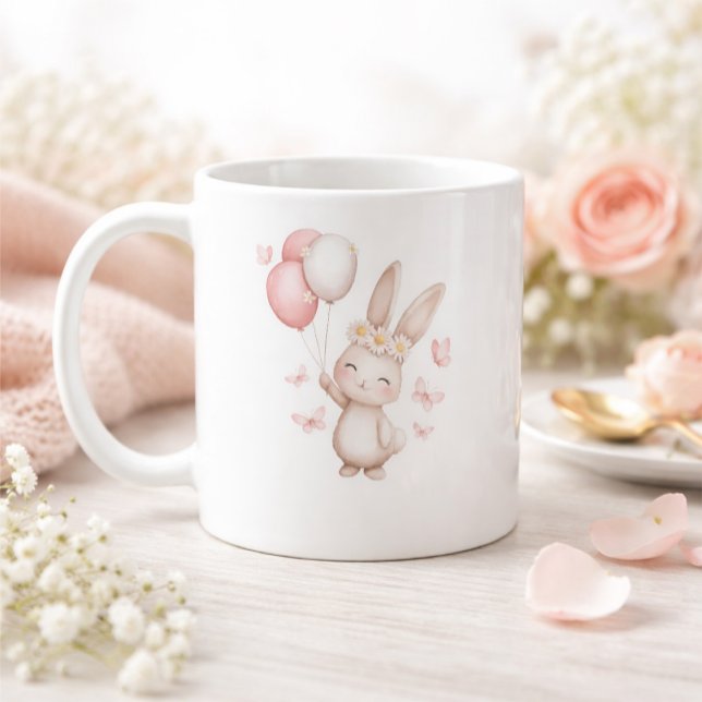 Café Taza del conejo de Pascua con globos pastel (Subido por el creador)