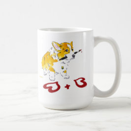 Café Taza del Corgi de 2 corazones