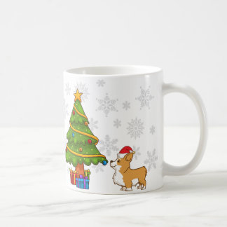 Café Taza del Corgi del árbol de navidad