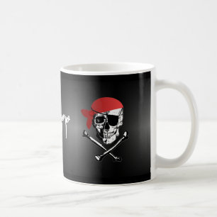 Café Taza del cráneo y de la bandera pirata del pirata
