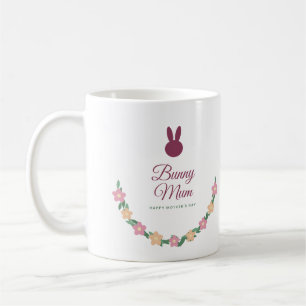 Café Taza del Día de la Madre Bunny Mum, guirnalda flor