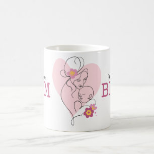 Café Taza del Día de la Madre con Arte de Línea de Mamá