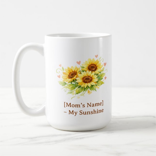 Café Taza del Día de la Madre con Corazón de Girasol Pe (Izquierda)