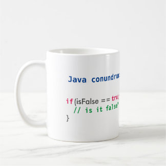 Café Taza del enigma del isFalse de Java