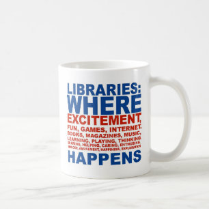 Café Taza del entusiasmo de las bibliotecas