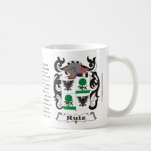 Café Taza del escudo de armas de la familia de Ruiz