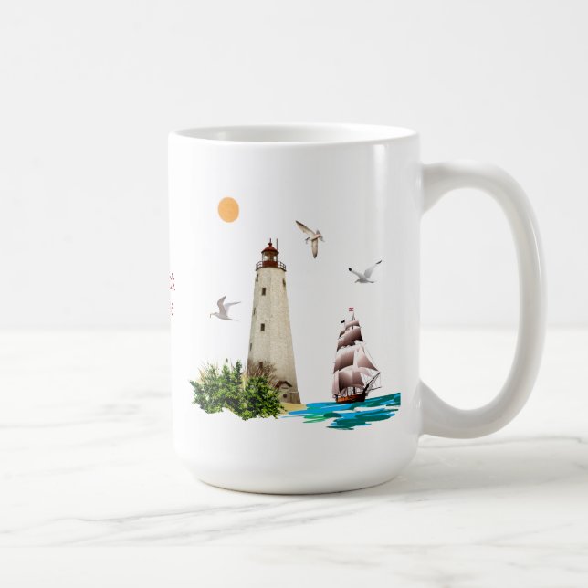 Café Taza del faro del gancho de Sandy (Derecha)