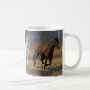 Café Taza del funcionamiento de los caballos salvajes