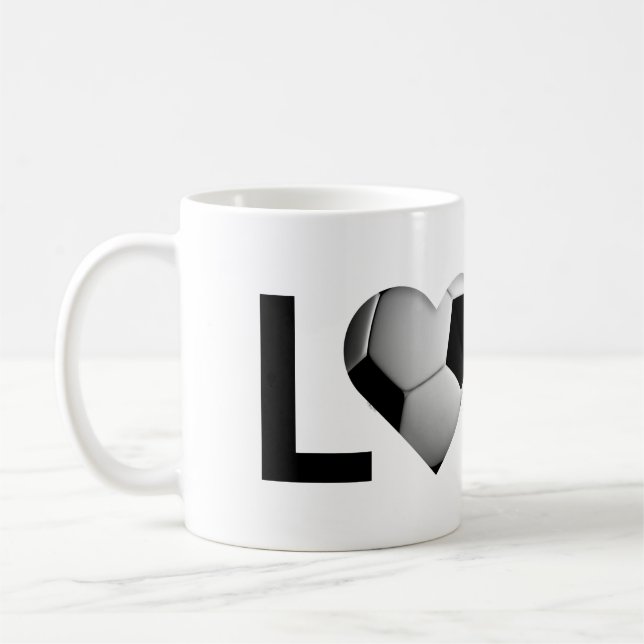 Café Taza del fútbol del amor (corazón del balón de (Izquierda)