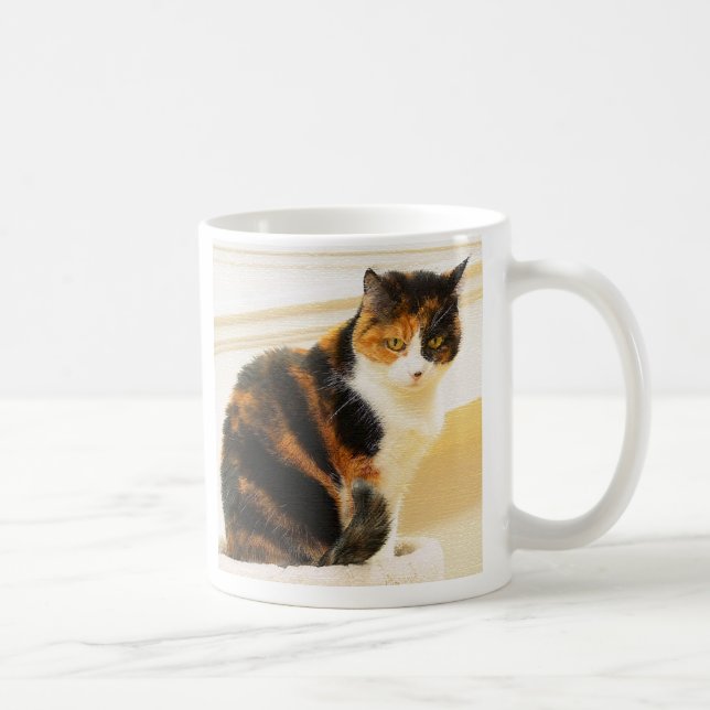 Café Taza del gato de calicó (Derecha)