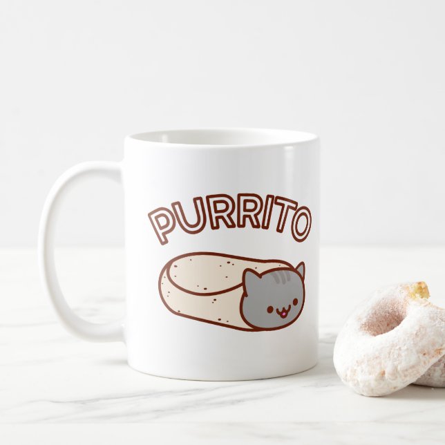 Café Taza del gato de PURRITO - Burrito del gato (Con donut)
