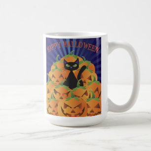 Café Taza del gato negro de Hallowen