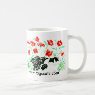 Café Taza del gato y de las amapolas