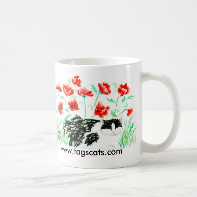 Café Taza del gato y de las amapolas (Derecha)
