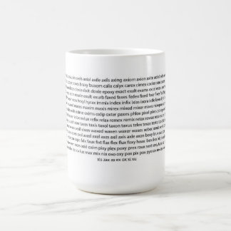 Café Taza del juego de palabra - lista de palabras de X