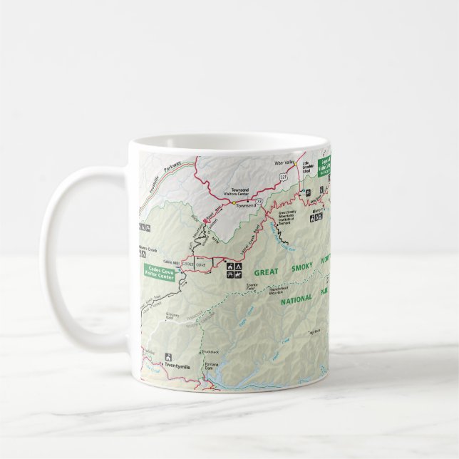 Café Taza del mapa de Great Smoky Mountains (Izquierda)
