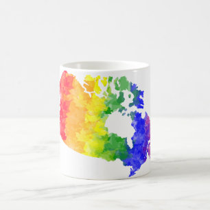 Café Taza del mapa del orgullo del arco iris de la hoja