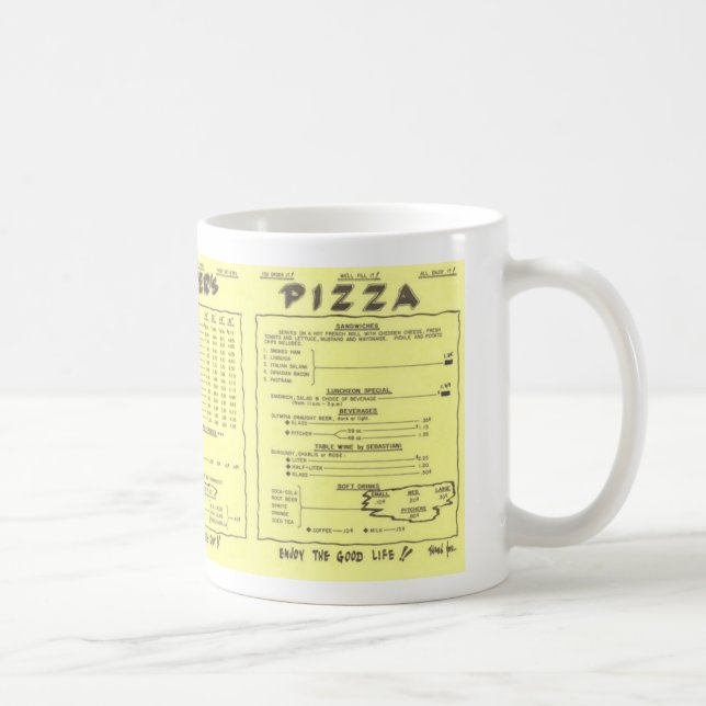 Café Taza del menú de la pizza del alfarero (Derecha)