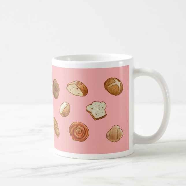 Café Taza del modelo del pan y de los pasteles - rosa (Derecha)