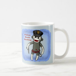 Café Taza del mono de calcetín de policía