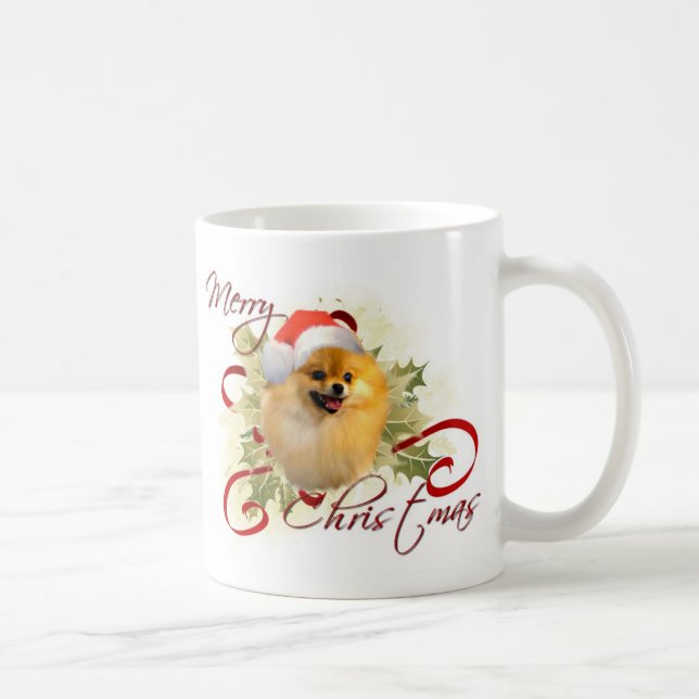 Café Taza del navidad de Pomeranian (Derecha)