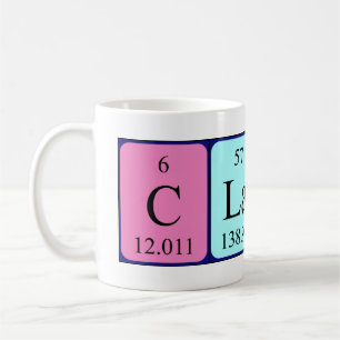 Café Taza del nombre de la tabla periódica de Claire