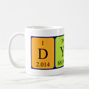 Café Taza del nombre de la tabla periódica de Dylan