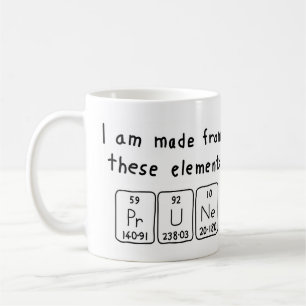 Café Taza del nombre de la tabla periódica de la pasa