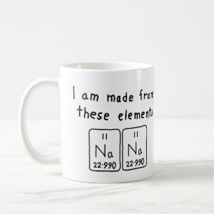 Café Taza del nombre de la tabla periódica de Nana