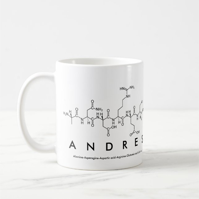 Café Taza del nombre del péptido de Andres (Izquierda)