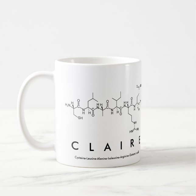 Café Taza del nombre del péptido de Claire (Izquierda)