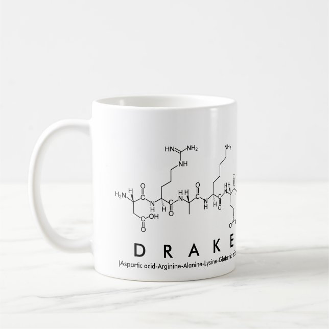 Café Taza del nombre del péptido de Drake (Izquierda)