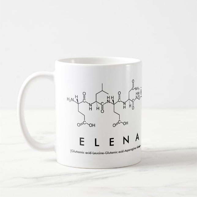 Café Taza del nombre del péptido de Elena (Izquierda)