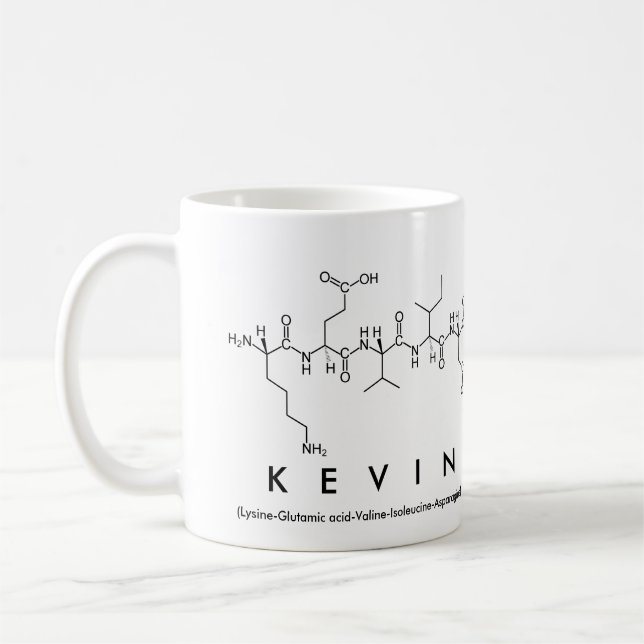 Café Taza del nombre del péptido de Kevin (Izquierda)