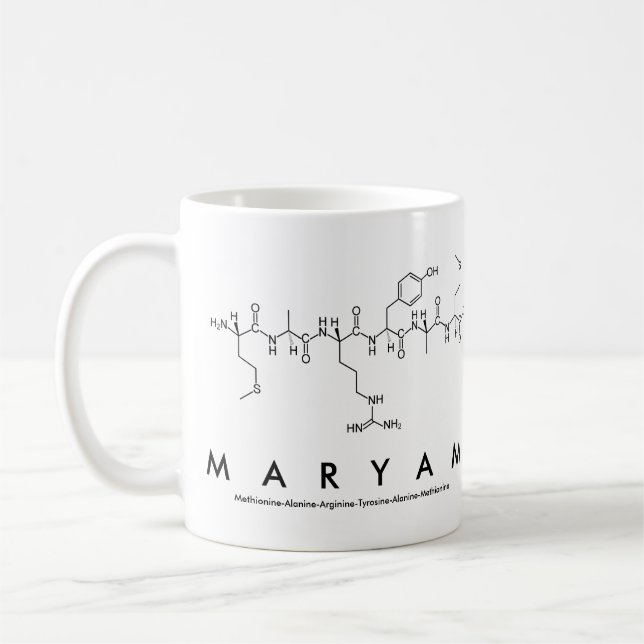 Café Taza del nombre del péptido de Maryam (Izquierda)