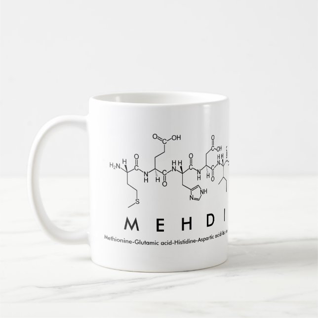 Café Taza del nombre del péptido de Mehdi (Izquierda)